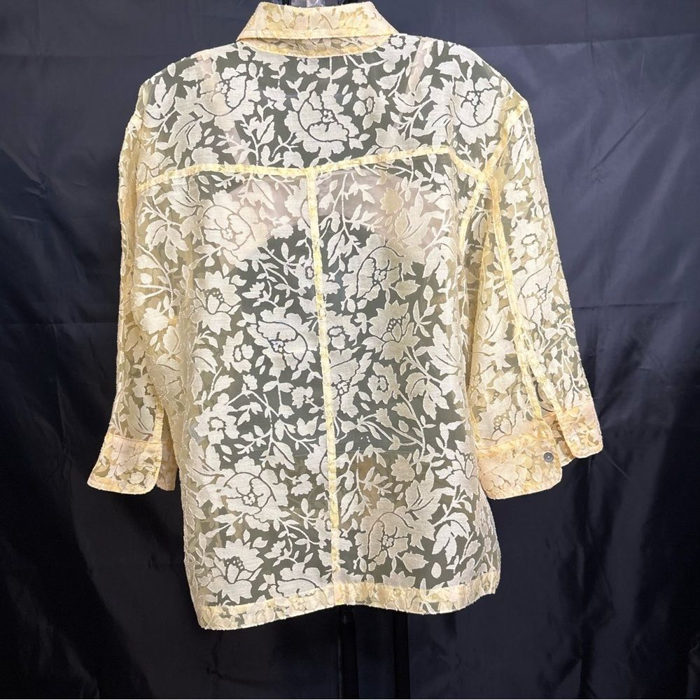 Notations Yellow Floral Button Down Shirt XL - Picture 10 of 13